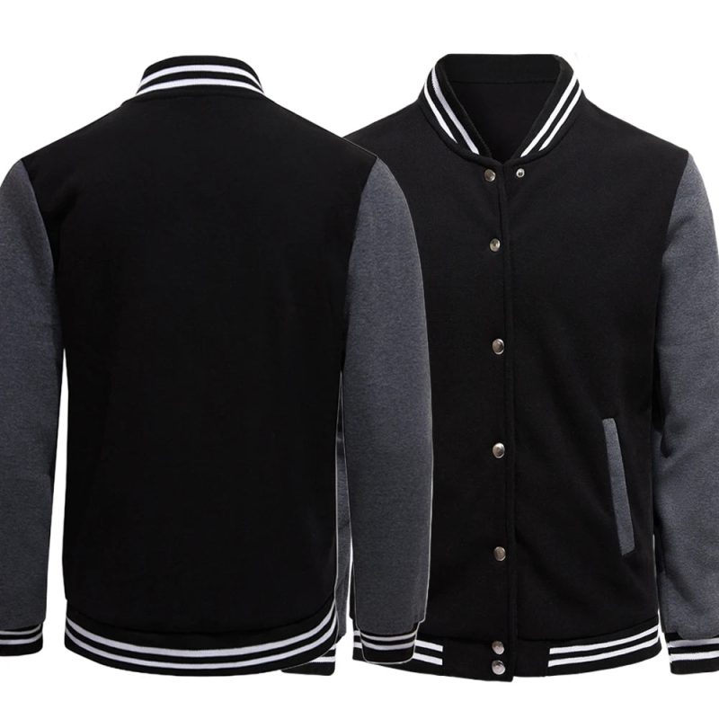 Black Gray White Solid Color Oversize Jacket – Unisex Street Style - Image 3
