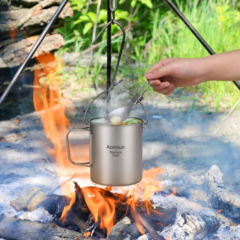 Lightweight Titanium Camping Cookware Set – Pot, Cup, and Spork - Image 4