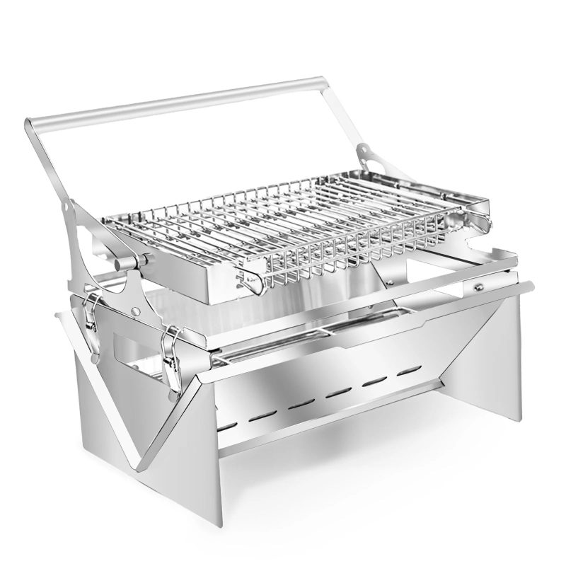 Portable BBQ Grill with 360° Rotating Top Grid for Camping - Image 5