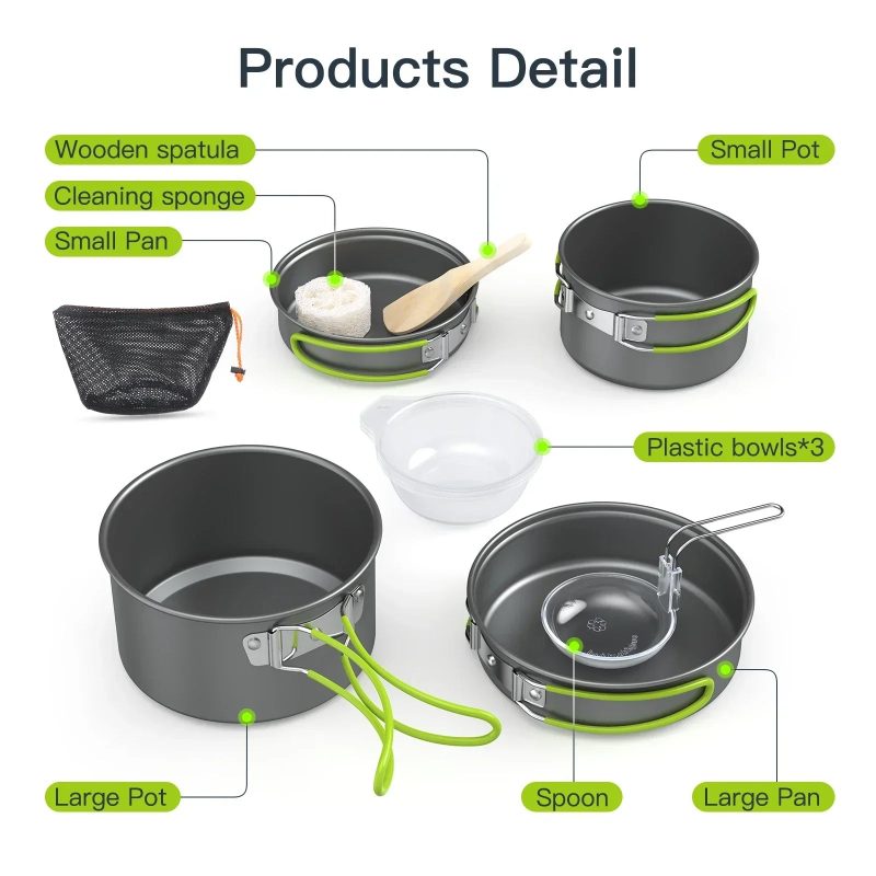 Lixada Portable Outdoor Tableware – Camping Cookware Set for 2-3 People - Image 4