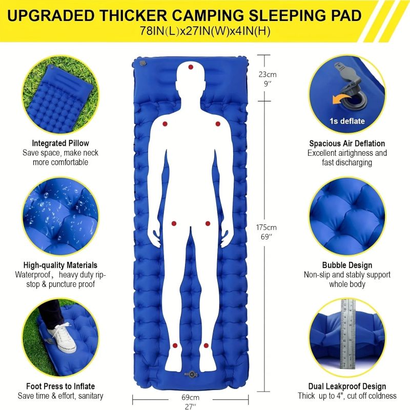 Outdoor Camping Super Thick 4-Inch Inflatable Sleeping Mat - Image 5