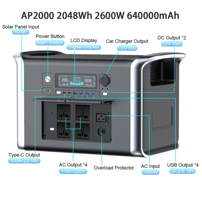 Portable Power Station – 1000W/2000W Solar Generator for Camping - Image 7