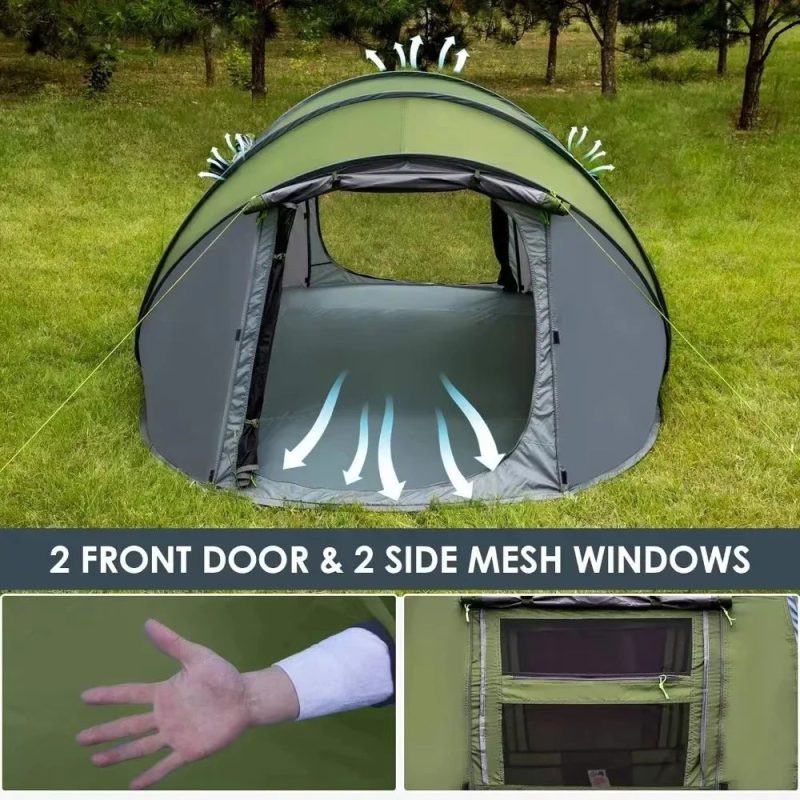 Outdoor Adventure Made Easy: 3-4 Person Automatic Pop Up Tent - Image 4