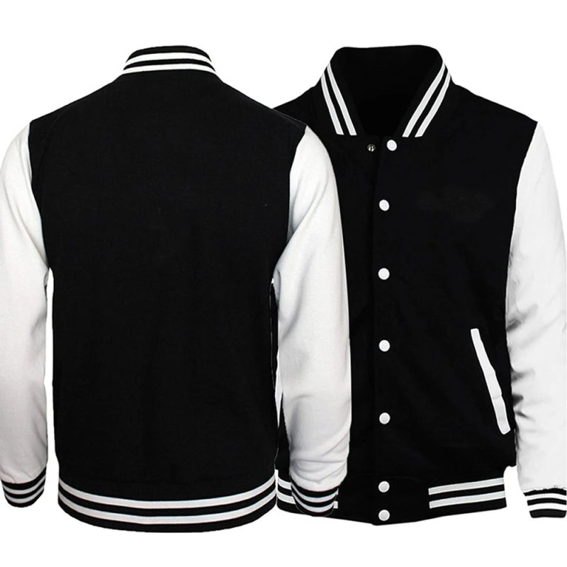 Black Gray White Solid Color Oversize Jacket – Unisex Street Style - Image 2
