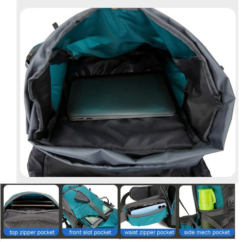 70L Nylon Camping Backpack – Durable Travel Bag for Outdoor Adventures - Image 4